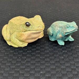 Vintage Sandicast 291 Frog Sandra Brue 1984 & Meico Verdigris Toad Figurine Set